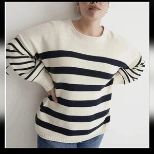 Madewell Conway Pullover Cotton Crewneck Sweater in  Stripe Sz XXS